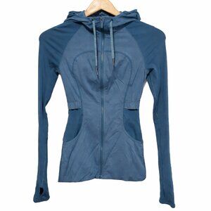 LULULEMON Dance Studio Rib Sleeve Jacket Reversible Slim Petrol Blue Women's 2